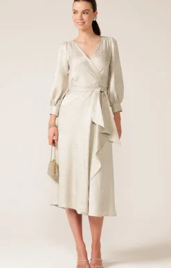 VERSAILLES WRAP DRESS IN OYSTER