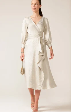 VERSAILLES WRAP DRESS IN OYSTER