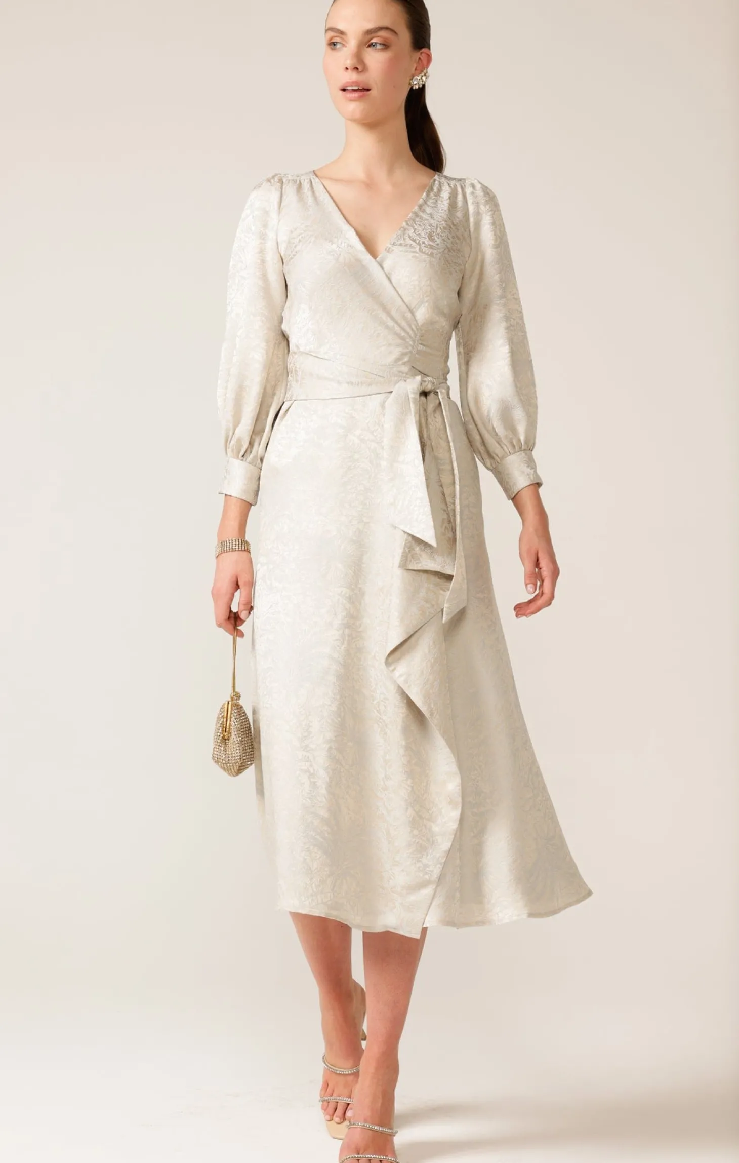 VERSAILLES WRAP DRESS IN OYSTER