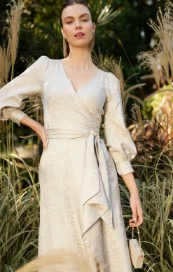 VERSAILLES WRAP DRESS IN OYSTER